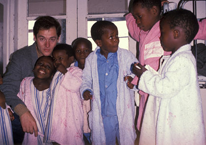 Dr. Jeffrey Anglen with pediatric patients in Transkei, South Africa