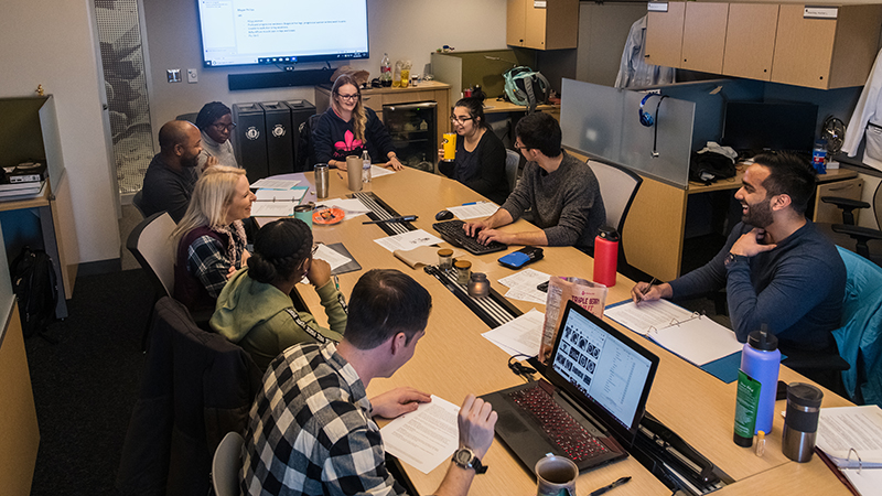 Students in a patient-based learning class