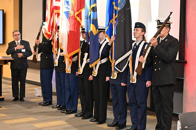 The MU Joint ROTC Color Guard led us in a flag ceremony and did a great job paying respect to our great flag and great nation.