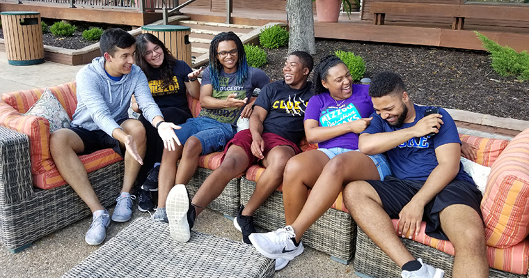 Junior and senior IMSD participants have an outstanding 94% five-year graduation rate. From left: Christian Aragonez, Lorena Fernandez, Joshua Jones, Zereque Powell, Alana Rodney and James Ball.