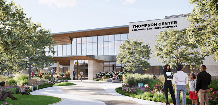 This rendering gives a glimpse into the future home of our Thompson Center for Autism and Neurodevelopment. This vision will become a reality when the space opens in spring 2026 at the South Providence Medical Park.