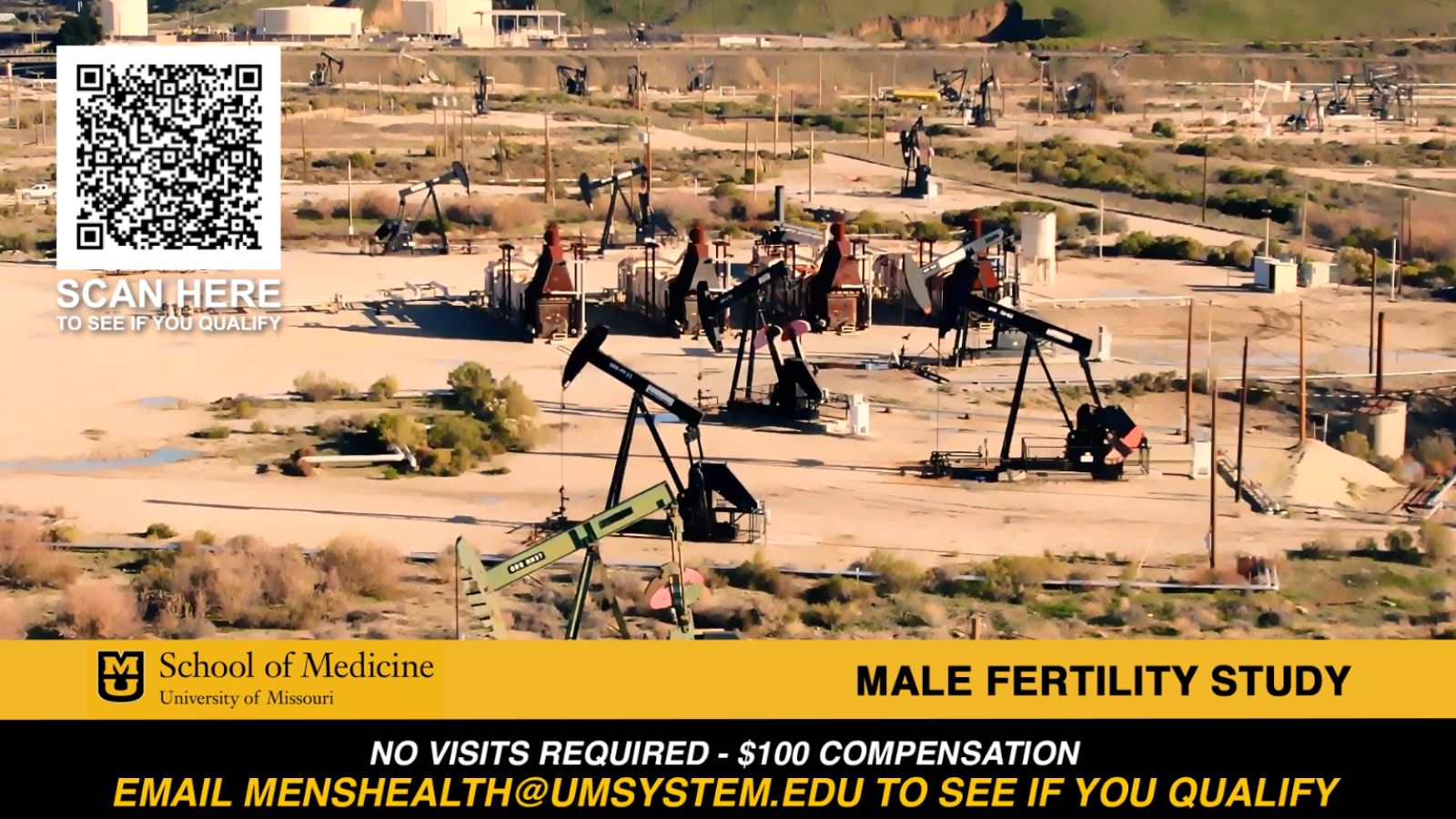 Research study to understand the effect of fracking on male fertility in Colorado.