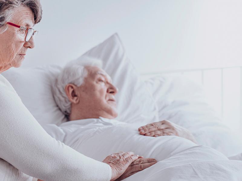 woman caring for husband