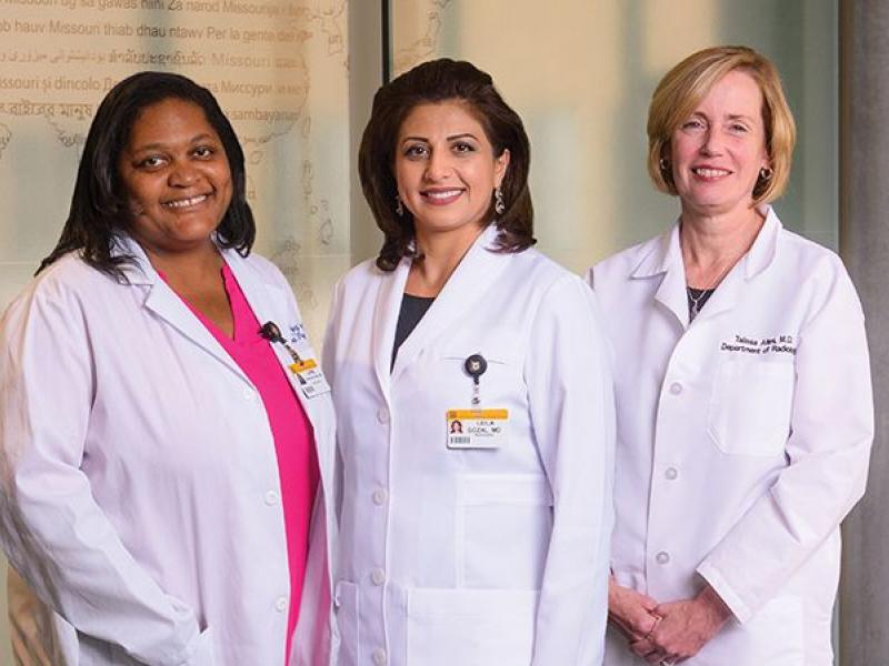 Talissa Altes, MD, the chair of the Department of Radiology; Leila Kheirandish-Gozal, MD, the director of the Child Health Research Institute; and Laine Young-Walker, MD ‘97, associate dean for student programs and chief of the Division of Child and Adolescent Psychiatry
