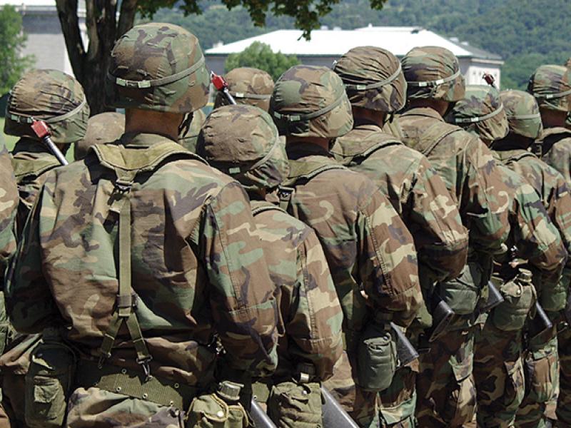 Military soldiers marching