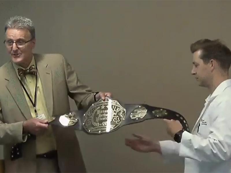 Dr. Worley gets his Resident Research Enrollment Champion Award