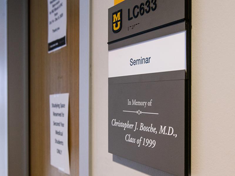 Plaque in memory of Dr. Bosche