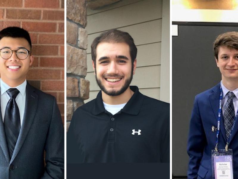 TLRO abstract writers and winners for excellence in writing Matthew Gao, Luke Baxter, Nicholas Choma