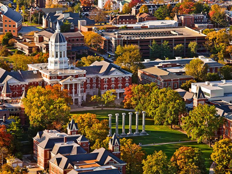 University of Missouri campus aerial view
