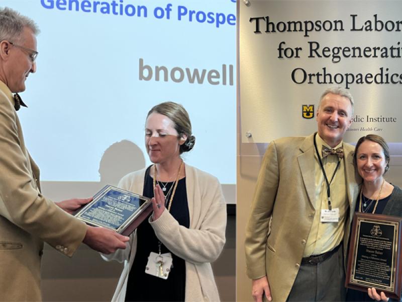 Stacee Baker was recognized with the 2023 Thompson Laboratory for Regenerative Orthopaedics Making a Difference Award